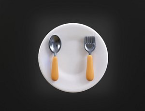 Dining Plate with Cutlery 3D model