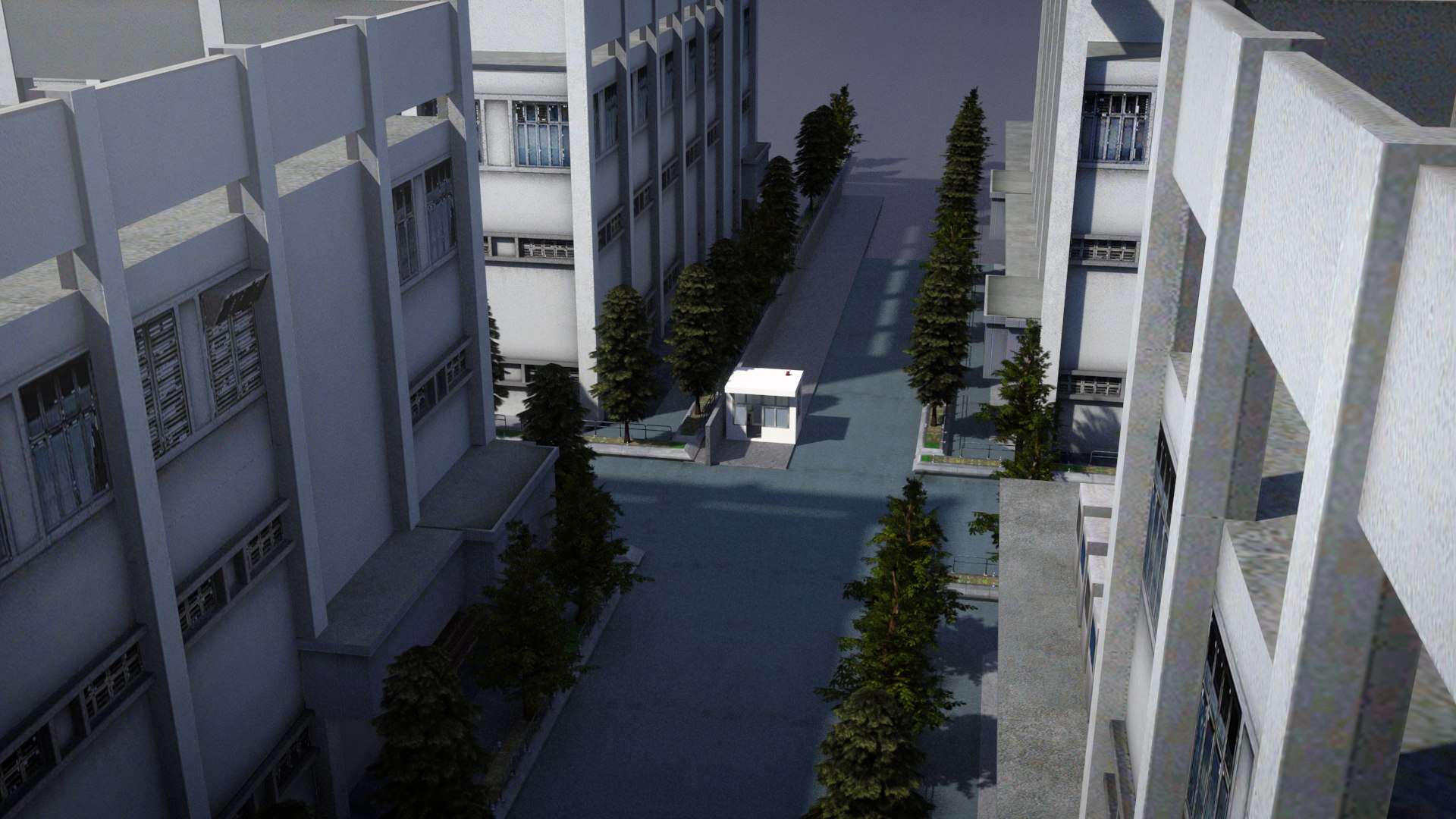 Apartment Complex With Guard Booth 3D Model - TurboSquid 2332643