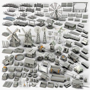 Environment Props - Collection 1 - 122 pieces model