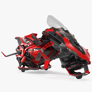 Scifi Fly Motorcycle Red Rigged 3D model