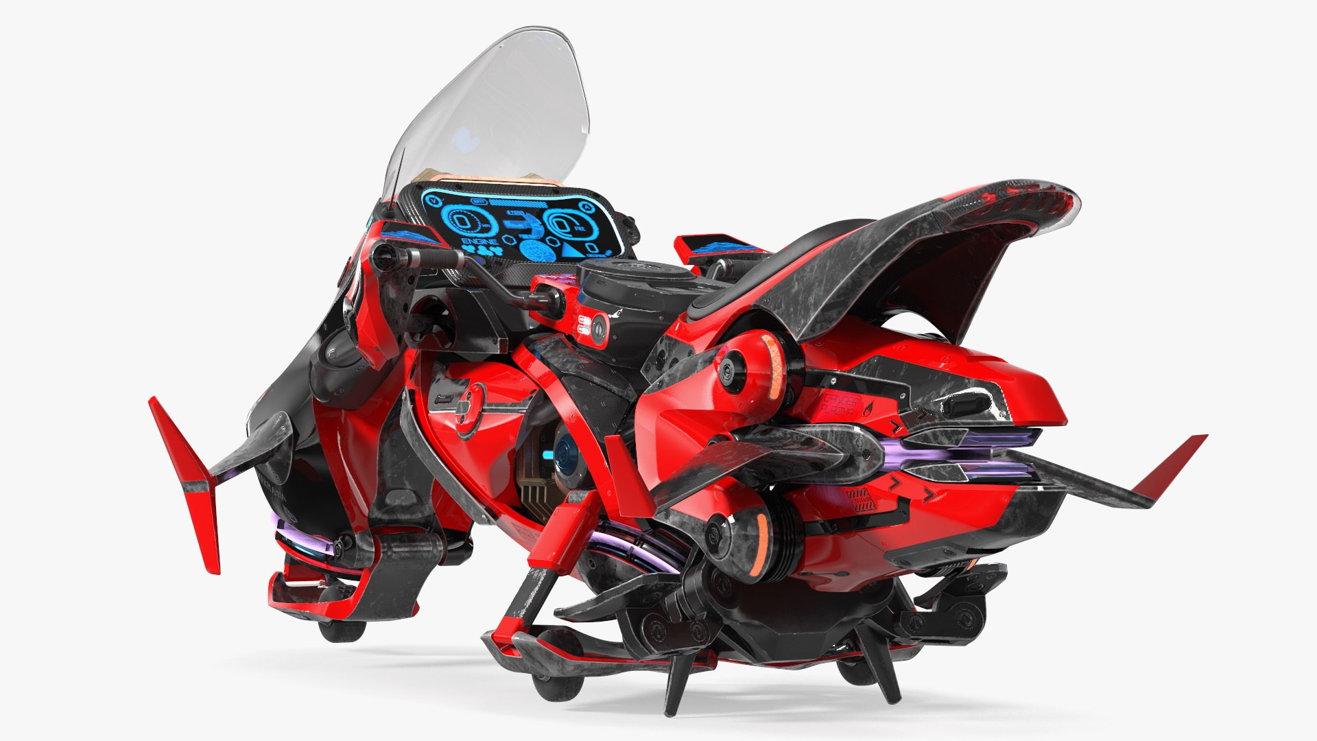 Scifi Fly Motorcycle Red Rigged 3D Model - TurboSquid 1892989
