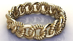 3D cable chain gold ring
