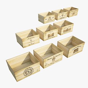 3d model vintage wine crates