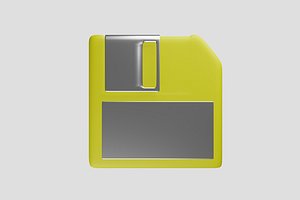 Computer yellow floppy disk from the 90s