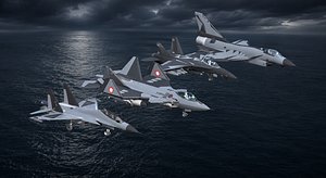 3D model Modern Military Fighter Jets Pack  4 Game Ready Multi Role Aircraft