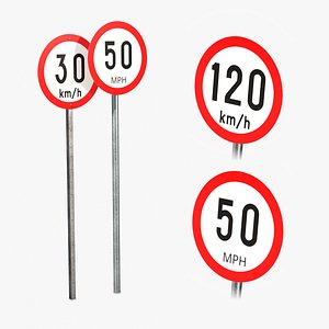 3D Road Signs Pack - Speed Limits Duo