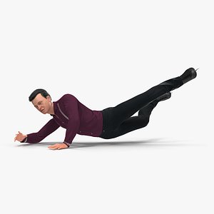 Male Figure Skater Falling Down 3D Model