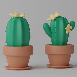 Cartoon Cactus and Pot