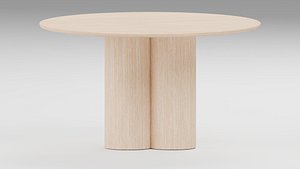 Round Dining Table with Rounded Edge and Pedestal Supports