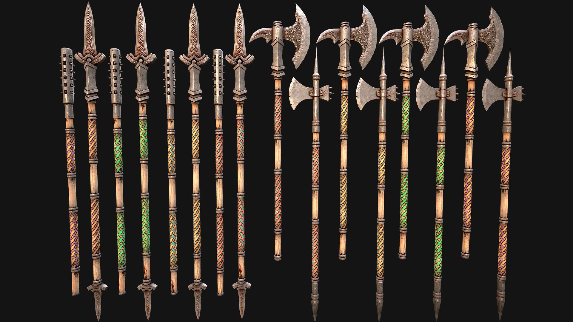 3D Medieval Weapon Rack Polearm Spear Axe Halberd Mace Set model https://p.turbosquid.com/ts-thumb/bB/h6nTYD/U8/rackpolearmseti2/png/1773306543/1920x1080/fit_q87/a130d27059c8087e7ad7dce1ee6f0942bb2a7f9d/rackpolearmseti2.jpg