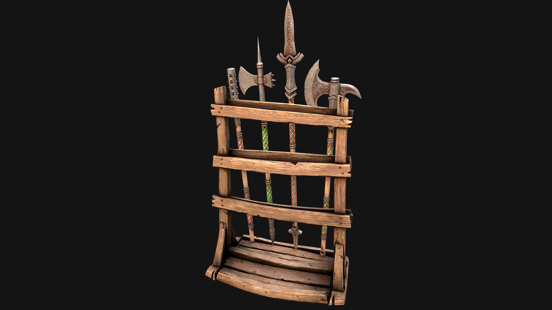 3D Medieval Weapon Rack Polearm Spear Axe Halberd Mace Set model https://p.turbosquid.com/ts-thumb/bB/h6nTYD/f9/rackpolearmseti29/png/1773306562/1920x1080/fit_q87/6c5163d65de0da1a4e89baed1ce3ba8cc5f1bb53/rackpolearmseti29.jpg