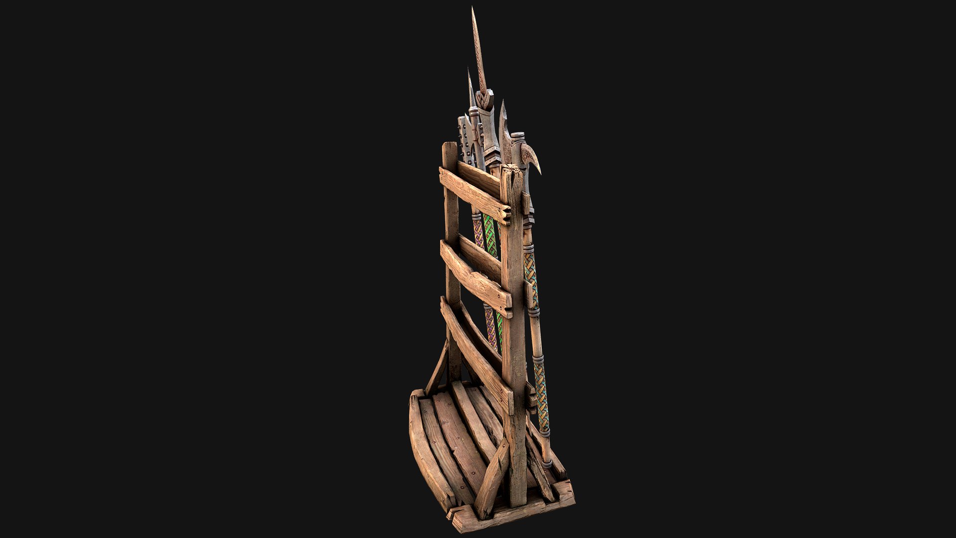 3D Medieval Weapon Rack Polearm Spear Axe Halberd Mace Set model https://p.turbosquid.com/ts-thumb/bB/h6nTYD/qU/rackpolearmseti32/png/1773306563/1920x1080/fit_q87/6a72a5302ca81dac13e661dab4af631d8009d5bb/rackpolearmseti32.jpg
