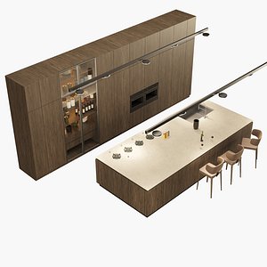 Modern kitchen with accesories 3D model