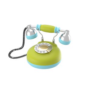3d corded retro phone bright model