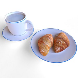 3D Cappuccino and Croissant model
