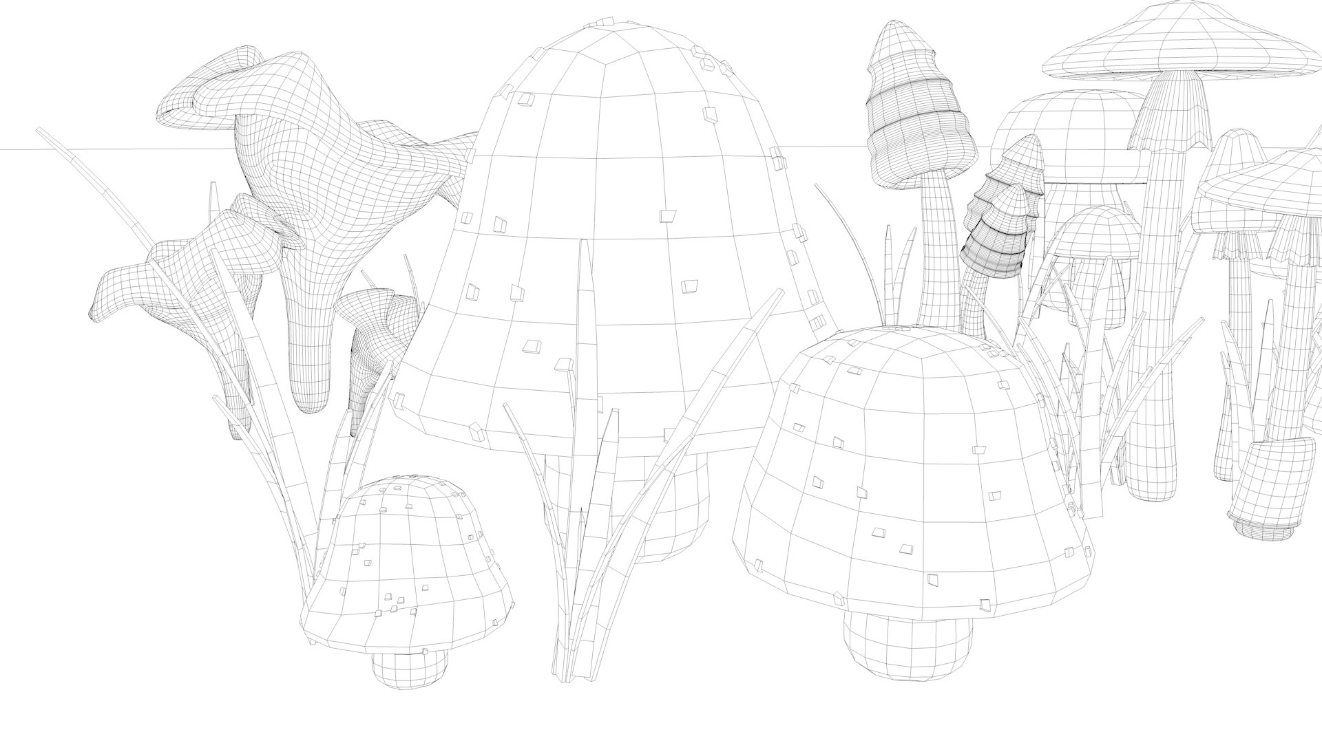3D Mushroom Model Pack 8 Detailed Mushrooms In One Scene Model ...