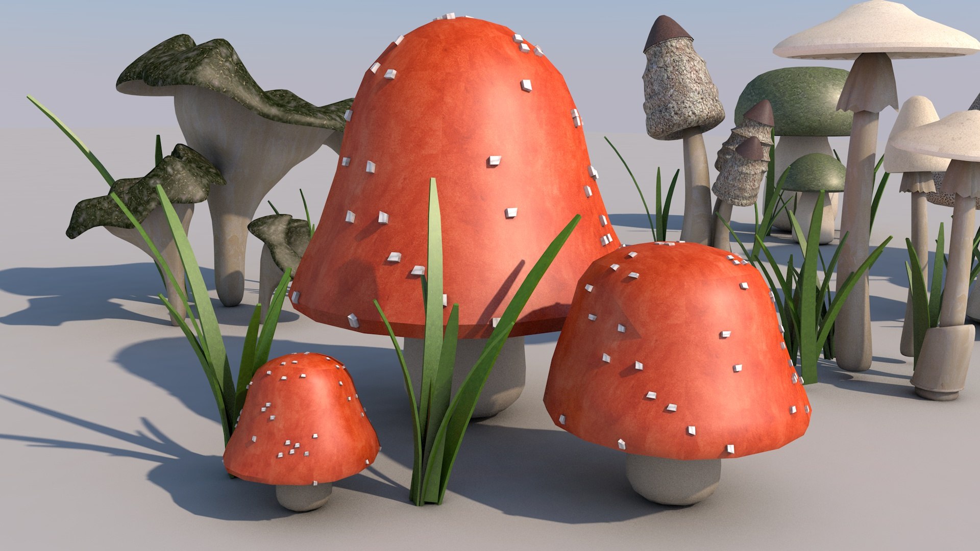 3D Mushroom Model Pack 8 Detailed Mushrooms In One Scene Model ...