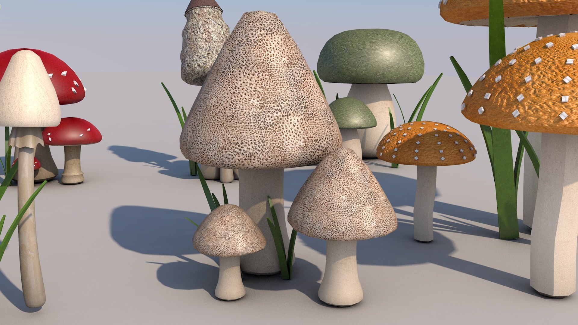 3D Mushroom Model Pack 8 Detailed Mushrooms In One Scene Model ...