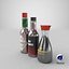Two Hot Sauces Glass Bottles 3D model