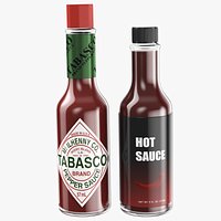 Two Hot Sauces Glass Bottles