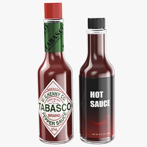 Two Hot Sauces Glass Bottles
