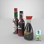 Two Hot Sauces Glass Bottles 3D model