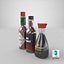 Two Hot Sauces Glass Bottles 3D model