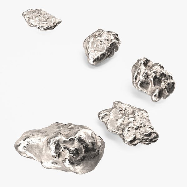 3D Metallic Silver Small Minerals