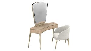 3D model Michael Amini AICO MALIBU CREST Vanity Desk Mirror and Chair