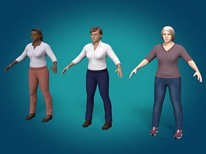 Woman - Mannequin - 3 Skin Colors - 3 Clothes - 3 Hairstyles - 3 Shoes - Female - Girl