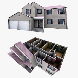 3d model realistic cottage interior garage