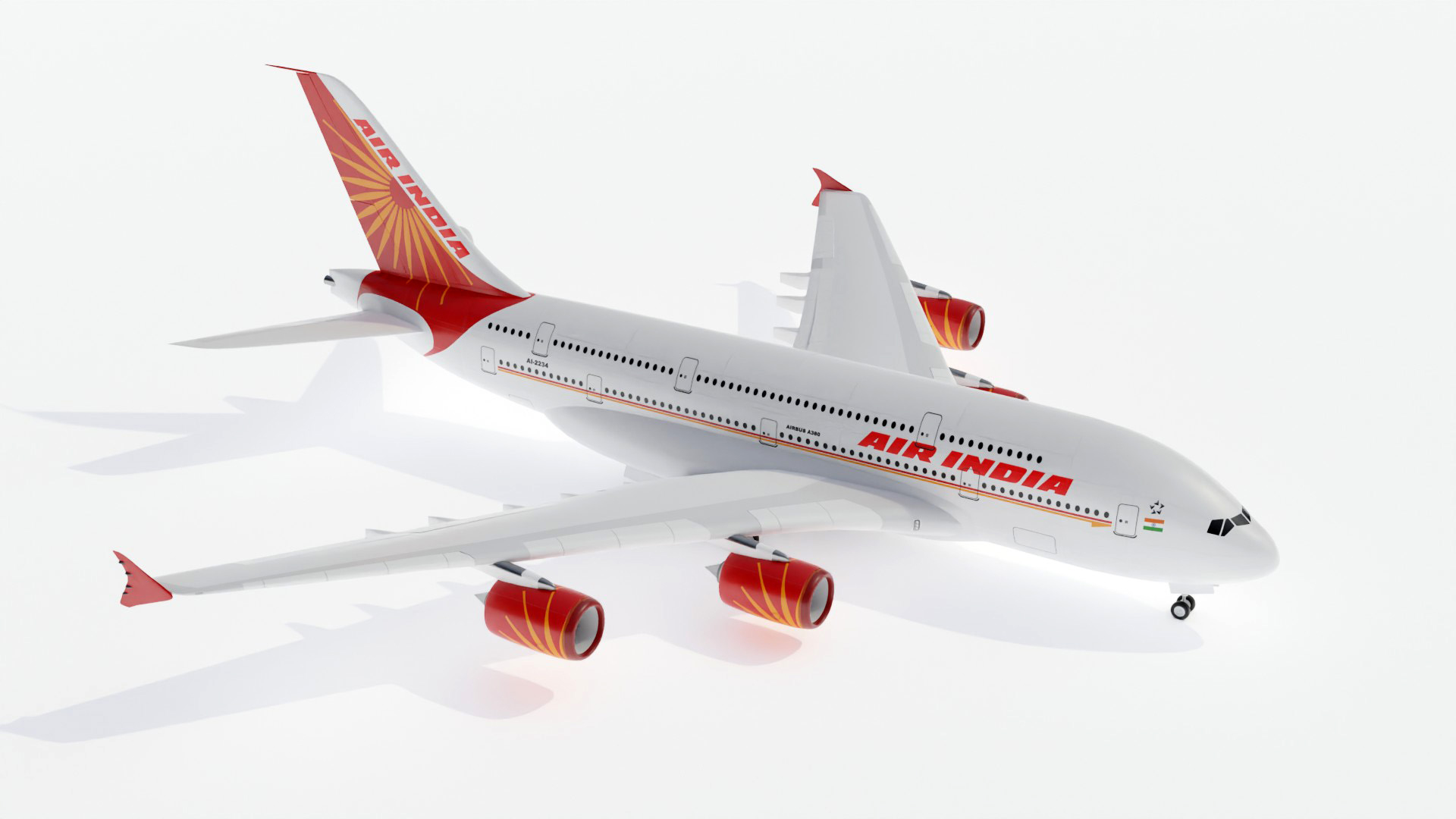 Airbus A380 Airliner Air India 3D Model - TurboSquid 2021694