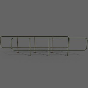 3D model PBR Pedestrian Guard Rail Green V5