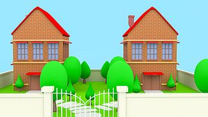cartoon home yard modeling