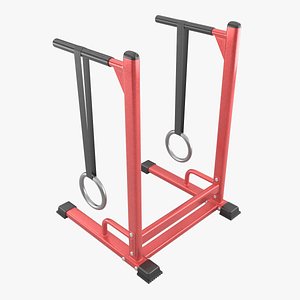 Strength Training Dip Rack With Gymnastic Rings Red