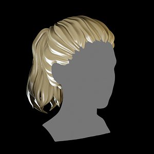 3D Wavy Ponytail Block Hairstyle - 3D Printable