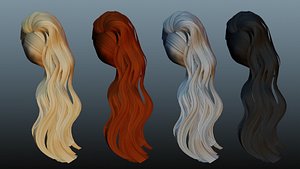 Female hair low poly 4 colors 3D model