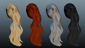 Female hair low poly 4 colors