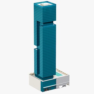 3D The First Hotel glass skyscraper at Jumeirah Village Circle model