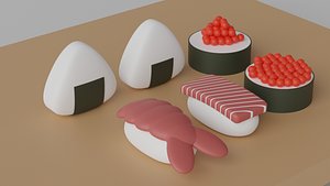 Cartoon Sushi Japanese Food Pack 3D model