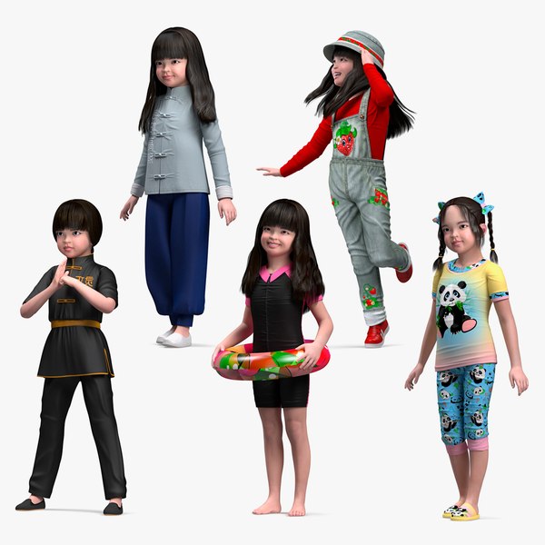 3D Rigged Asian Girl Childs Collection 3 model