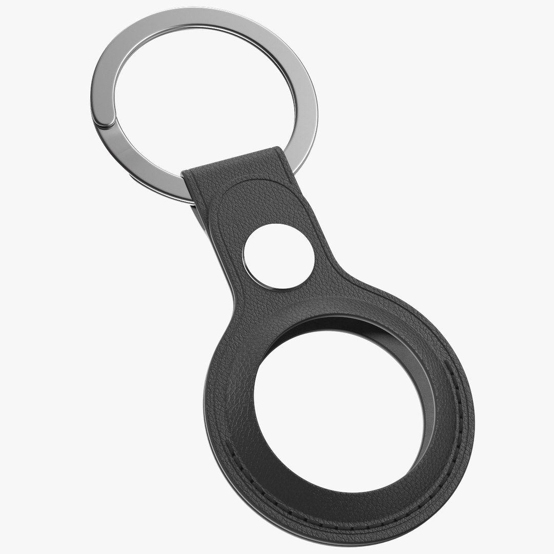Leather Key Ring Black 3D model preview