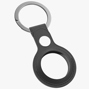 Leather Key Ring Black 3D