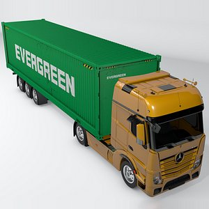 3D mercedes benz actros yellow model