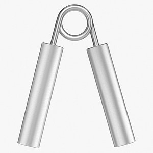 3D Realistic Silver Metal Hand Grip Strengthener Mockup