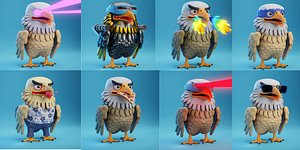 3D Eagle 3D Character  Cartoon Style  200 accessories Collection