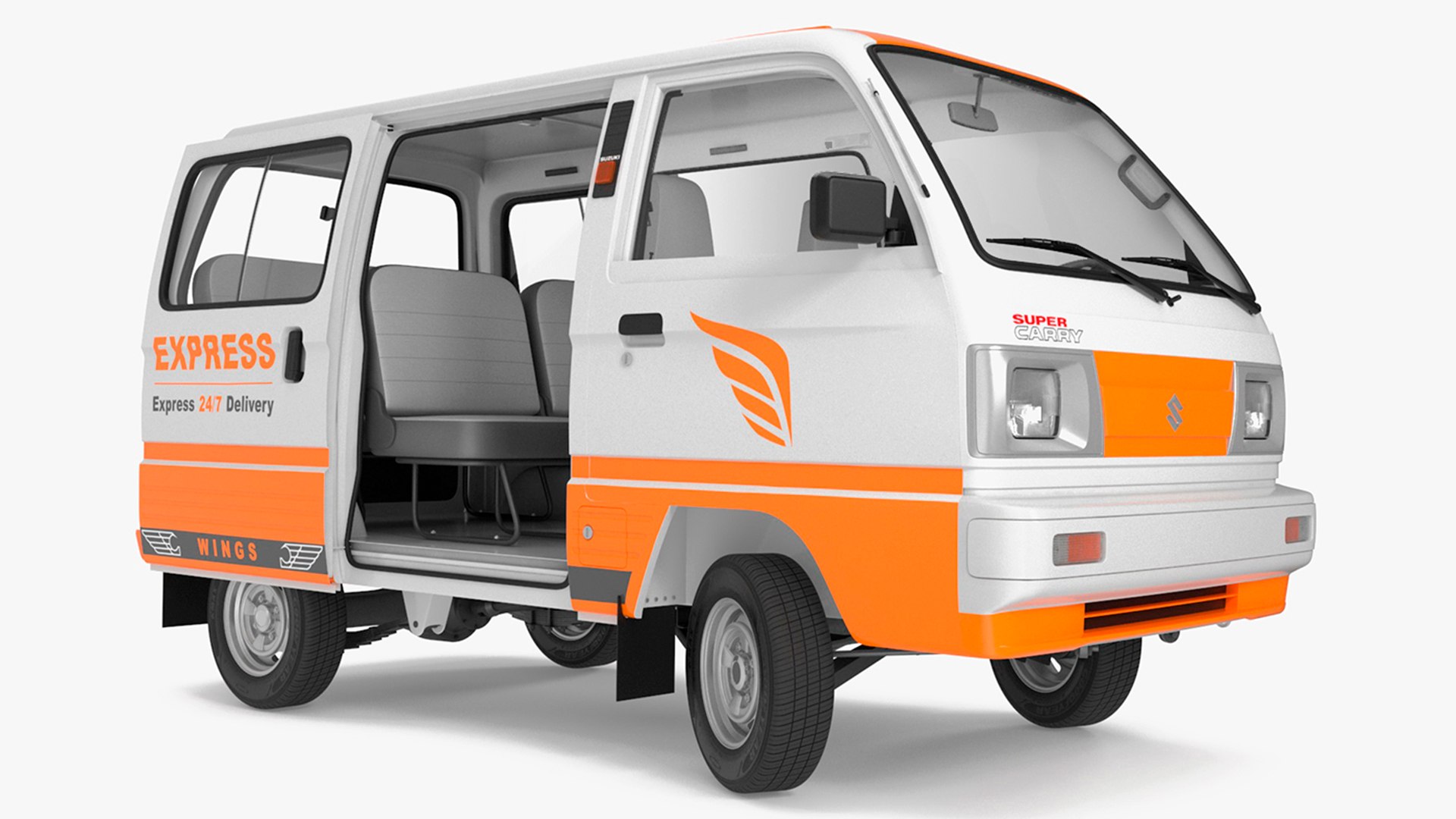 Suzuki Passenger Delivery Van Rigged 3D model preview