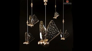 Butterfly LED Clear and Gold Unique Pendant Light 3D model