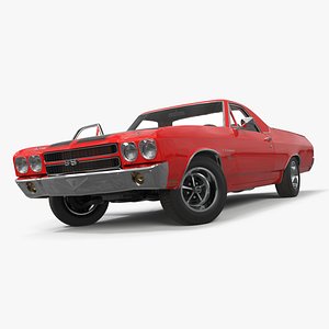 Red Chevrolet El Camino SS 1970 Rigged for Cinema 4D 3D