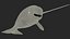 3D toothed whale narwhal rigged animal model